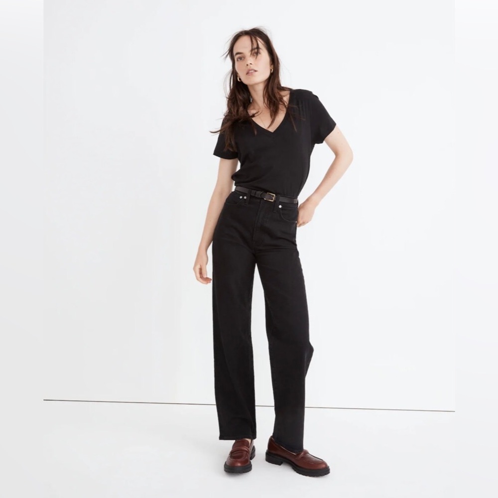Madewell The Perfect Vintage Wide-Leg Jean Woman 28 Black Rinse Streetwear